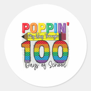 Days Of School 100th Day Of School Girl Boy Teache Classic Round Sticker