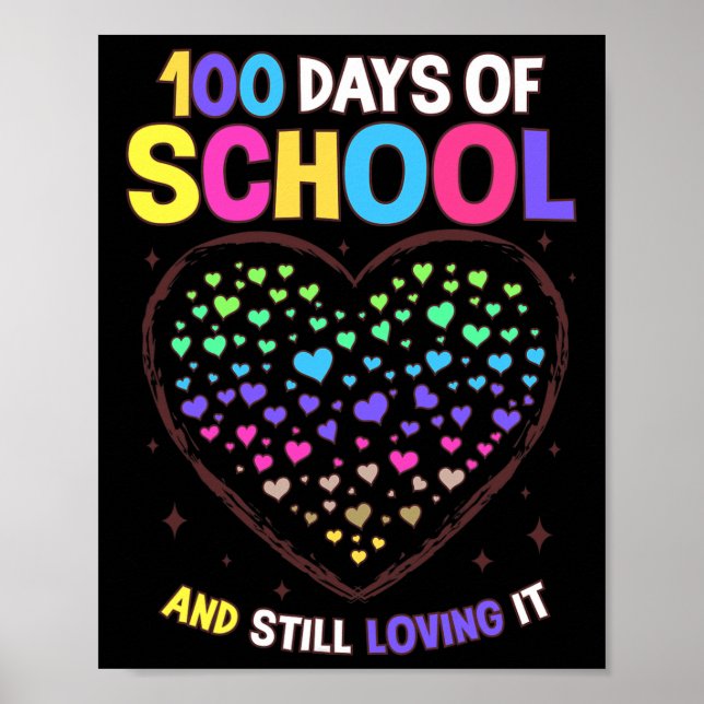 Days Of School 100th Day Of School Teacher Student Poster (Front)