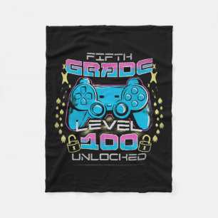 Days Of School 5th Grade Level Unlocked Video Game Fleece Blanket