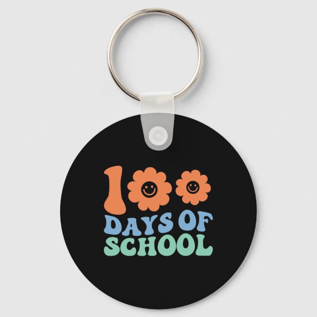 Days Of School 70s Retro Groovy Teacher Student  Key Ring (Front)