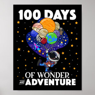 Days Of School Astronaut Space Boys Kids 100th Day Poster