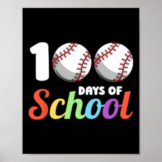 Days Of School Baseball 100th Day Students Boys Gi Poster