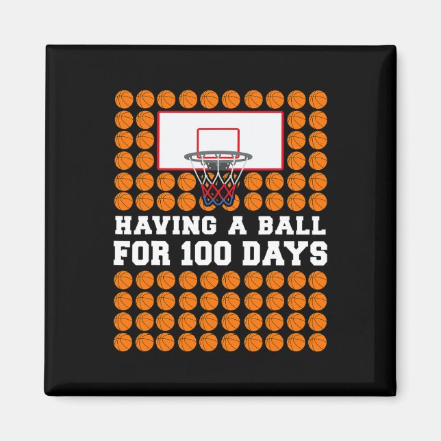 Days Of School Basketball 100th Day Balls Gift For Magnet (Front)