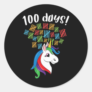 Days Of School Costume Girl Kid Unicorn Rainbow  Classic Round Sticker