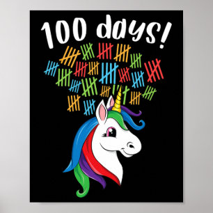 Days Of School Costume Girl Kid Unicorn Rainbow Poster
