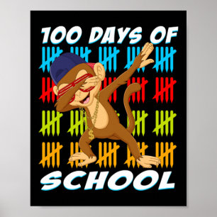 Days Of School Dabbing Monkey Fun Animal Lovers Te Poster