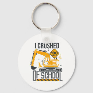 Days Of School Excavator Construction 100th Day Bo Key Ring