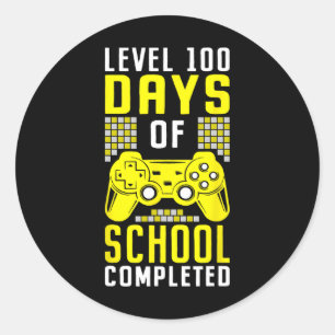Days Of School For Boys Level Completed Gamer  Classic Round Sticker