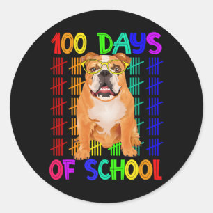 Days Of School French Bulldog Wearing Gles Smarter Classic Round Sticker