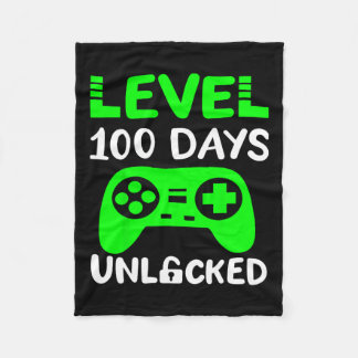 Days Of School Gaming Gamer Level 100 Unlocked Fleece Blanket
