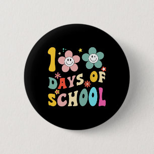 Days Of School Groovy 100th Day School Teacher Kid 6 Cm Round Badge