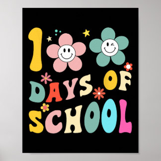 Days Of School Groovy 100th Day School Teacher Kid Poster
