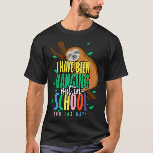 Days Of School Happy 100th Day 100 Hanging Sloth T-Shirt
