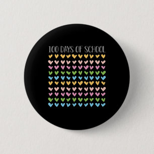 Days Of School Hearts 100th Vintage Teacher Retro  6 Cm Round Badge