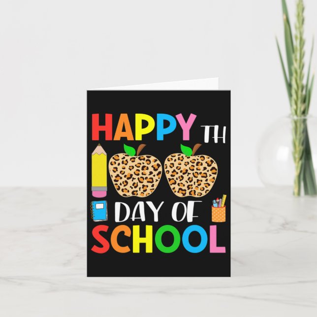 Days Of School Leopard Print Teacher And Student 1 Card (Front)