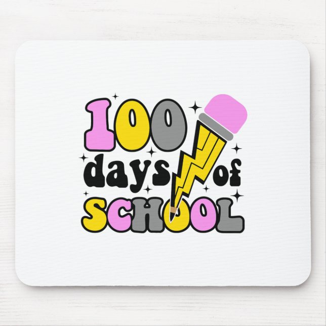 Days Of School Lightning Bolt Pencil Teacher 100th Mouse Pad (Front)