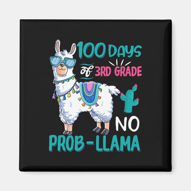 Days Of School No Probllama Llama 3rd Grade Teache Magnet (Front)