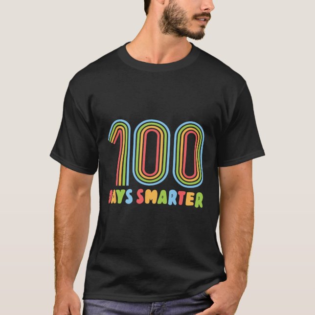 Days Of School Rainbow 100 Days Smarter Teacher Ki T-Shirt (Front)