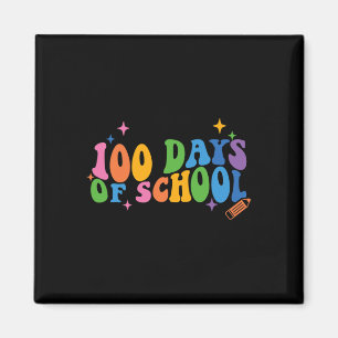 Days Of School Retro Groovy 100th Day Of School  Magnet