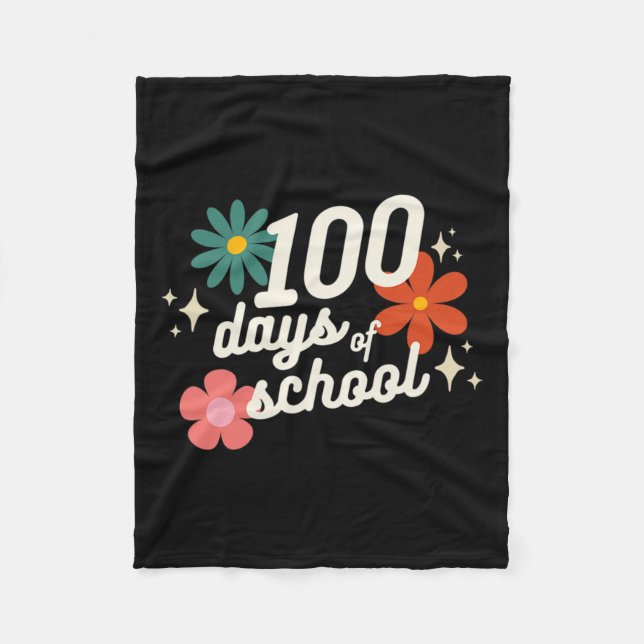 Days Of School Retro Teacher Student Kindergarten  Fleece Blanket (Front)