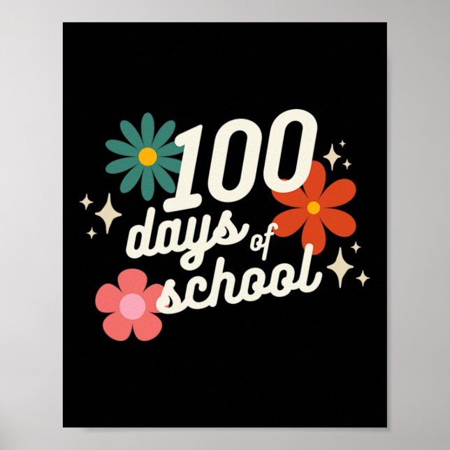Days Of School Retro Teacher Student Kindergarten  Poster (Front)