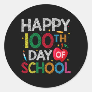 Days Of School Teacher And Kids Happy 100th Day No Classic Round Sticker