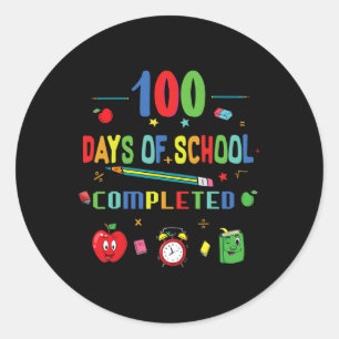 Days Of School Teacher And Student 1  Classic Round Sticker