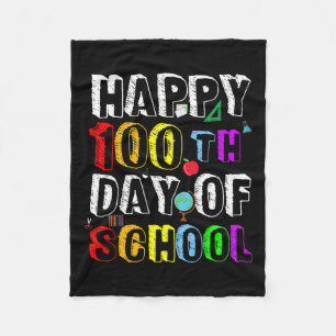 Days Of School Teacher And Student Happy 100 Days  Fleece Blanket
