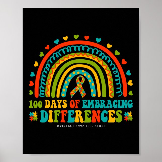 Days Of School Teacher Autism Iep Embrace Differen Poster (Front)