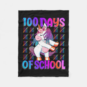 Days Of School Unicorn 100 Days Smarter 100th Day Fleece Blanket