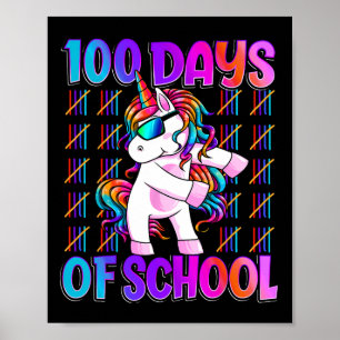 Days Of School Unicorn 100 Days Smarter 100th Day  Poster