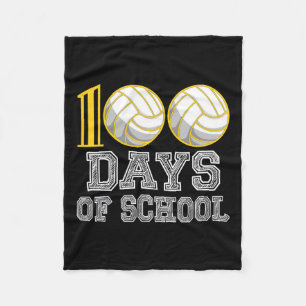 Days Of School Volleyball 100th Day Of School Love Fleece Blanket