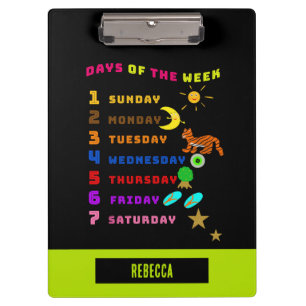 Days of the week learning clipboard