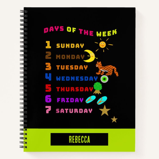 Days of the week learning notebook (Front)