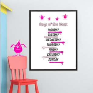 Days of the Week Learning Poster for Kids