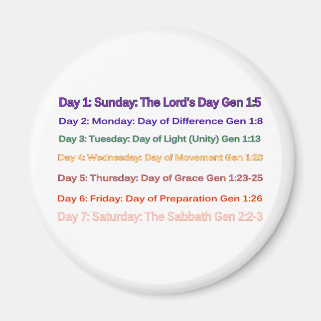 Days of the Week Magnet (Front)