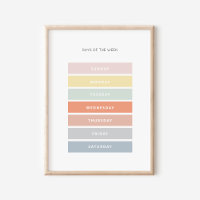 Days of the Week Montessori Classroom Art Poster