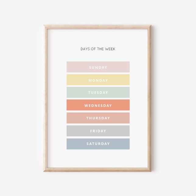 Days of the Week Montessori Classroom Art Poster (Creator Uploaded)