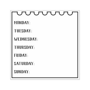Days of the Week Notebook Page Frame Rubber Stamp