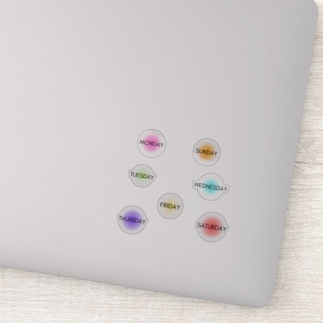 Days of the Week Planner Sticker Gradient (Detail)