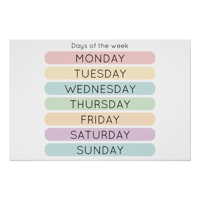 Days of the Week Poster | Homeschool Decor (Front)