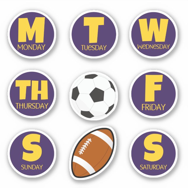 Days of the Week Sport Sticker Pack (Front)