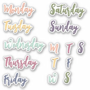 Days of the Week Stickers - Cottagecore Colours
