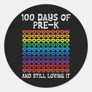 Days Pre-k Loving It Hearts 100th Day Of School Ki Classic Round Sticker