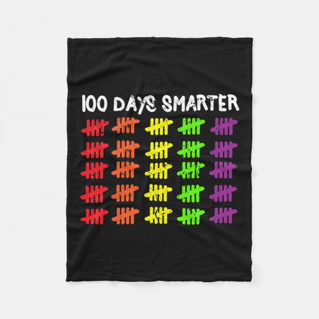 Days Smarter Counting Hash Marks Days Of School  Fleece Blanket (Front)