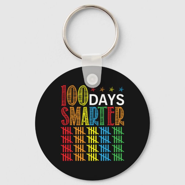 Days Smarter Happy 100th Day Of School Student Tea Key Ring (Front)