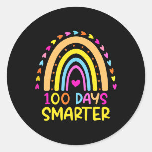 Days Smarter Teacher 100th Day Of School Rainbow W Classic Round Sticker