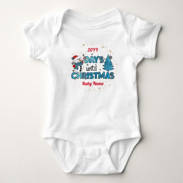 Days Until Christmas Customise Baby Bodysuit (Front)