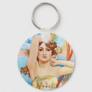 Daytime, Alphonse Mucha Key Ring