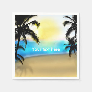Daytime Beach & Palm Trees Beach Wedding Napkins
